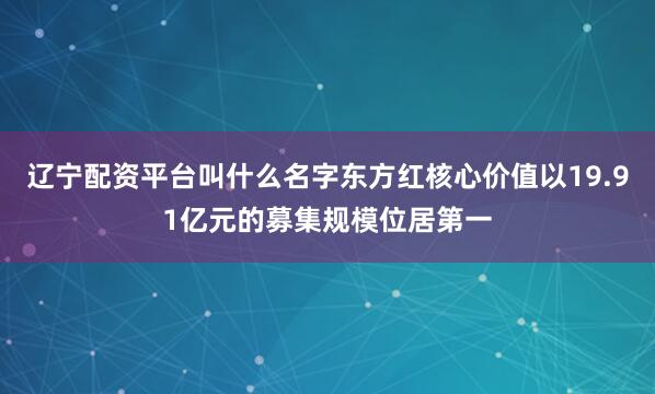 辽宁配资平台叫什么名字东方红核心价值以19.91亿元的募集规模位居第一
