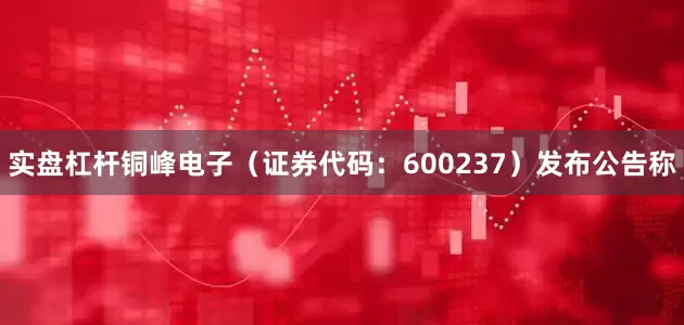 实盘杠杆铜峰电子（证券代码：600237）发布公告称