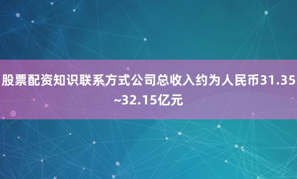 股票配资知识联系方式公司总收入约为人民币31.35~32.15亿元